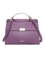 Violette Ledertasche mit goldfarbenen Details