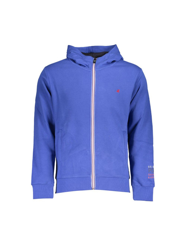 Sweaters Chic Blue Hooded Fleece Sweatshirt with Embroidery 220,00 € 8100031917512 | Planet-Deluxe