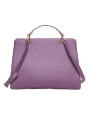 Violette Lederhandtasche mit Zipperdetails