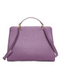 Violette Lederhandtasche mit Zipperdetails