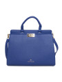 Blauer Lederhandtasche mit Goldverschluss