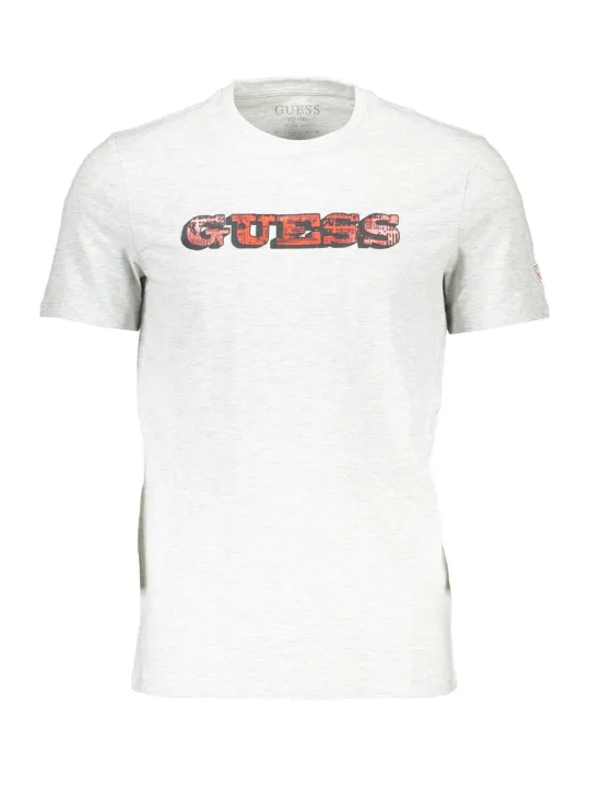 "GUESS JEANS T-Shirts im Sale | Guess Graues Slim Fit T-Shirt mit Logo und Aufdruck online kaufen"|Planet-Deluxe