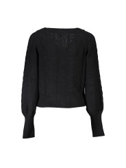 Sweaters Elegant Long Sleeve Black Cardigan with Contrast Details 280,00 € 7624926539241 | Planet-Deluxe
