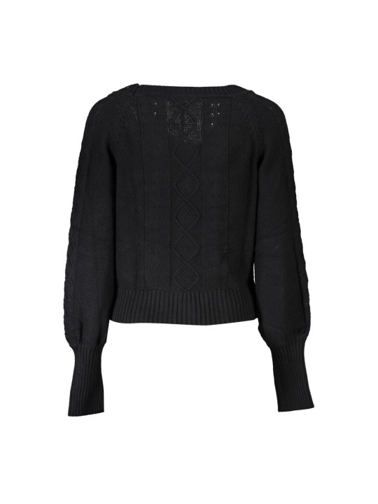 Sweaters Elegant Long Sleeve Black Cardigan with Contrast Details 280,00 € 7624926539241 | Planet-Deluxe