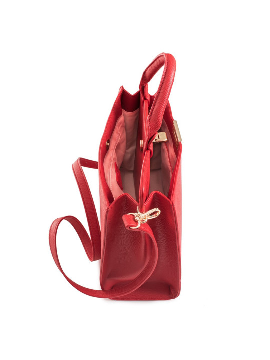 Rote Lederhandtasche mit Schulterriemen