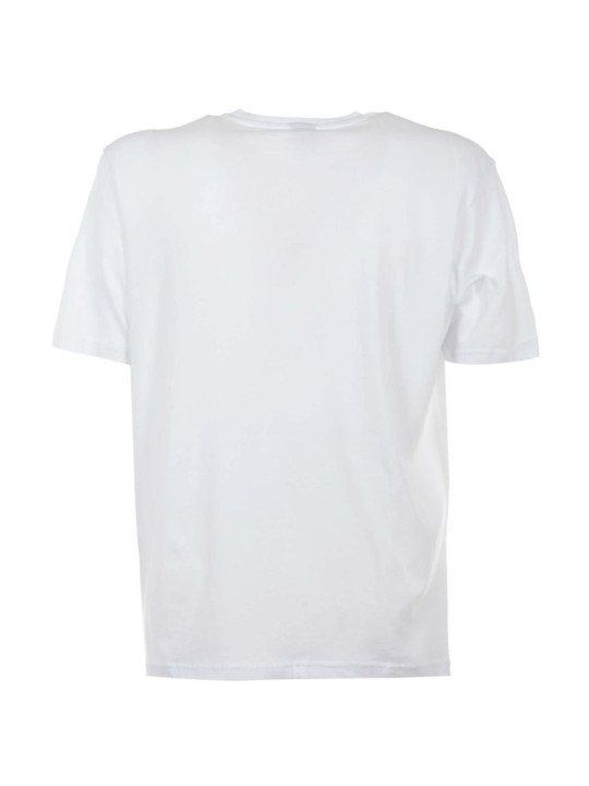 T-Shirts Elegant White Cotton Tee with Bold Blue Logo 100,00 € 8050246669945 | Planet-Deluxe