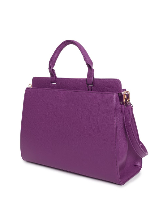 Violette Kunstleder Handtasche mit Reißverschluss