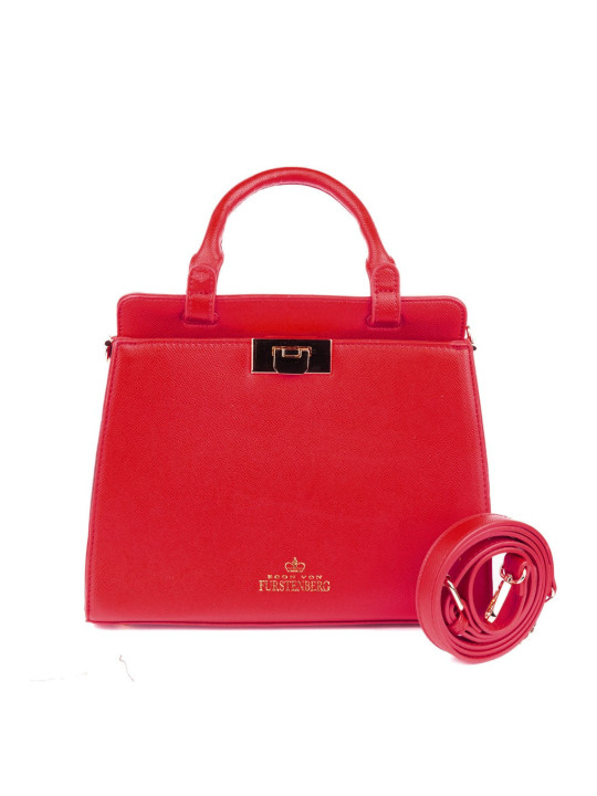 Rote Handtasche mit goldfarbenen Details
