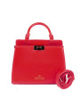 Rote Handtasche mit goldfarbenen Details