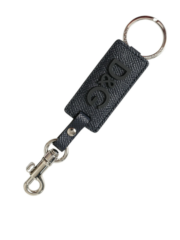 Keychains Elegant Leather Keychain in Black &amp Silver 180,00 € 8050249425180 | Planet-Deluxe