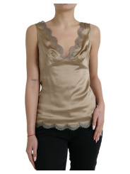 Tops & T-Shirts Elegant V-Neck Sleeveless Lace Trim Top 1.120,00 € 8056265753863 | Planet-Deluxe