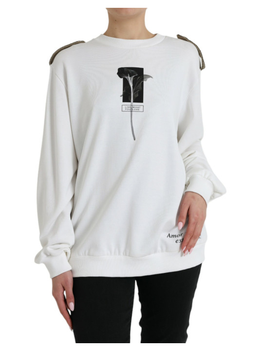 Sweaters Chic Black and White Crew Neck Sweater 1.810,00 € 8054802830831 | Planet-Deluxe