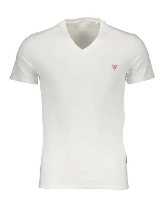 "GUESS JEANS T-Shirts im Sale | GUESS Jeans Superslim V-Neck T-Shirt Weiß online kaufen"|Planet-Deluxe