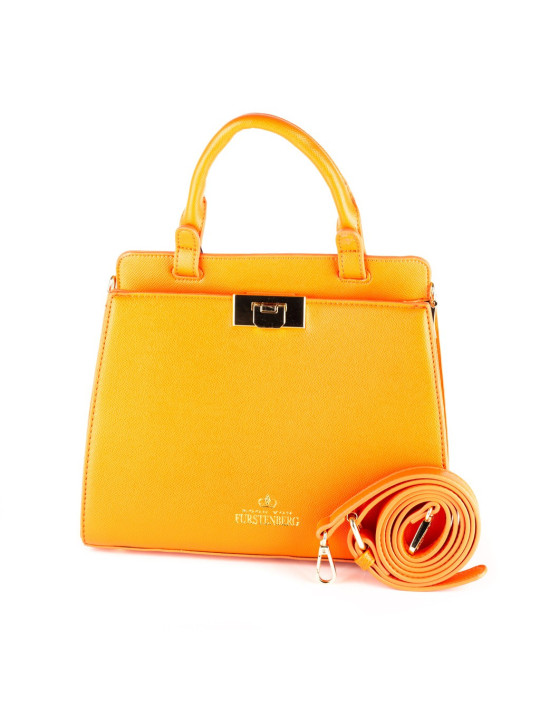 Orange leder Handtasche mit Logo
