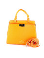 Orange leder Handtasche mit Logo