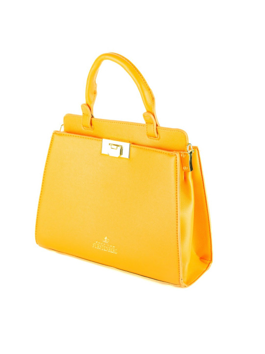 Orange Handtasche mit goldener Schließe