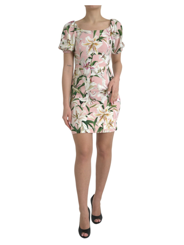 Dresses Elegant Pink Lily Print Sheath Dress 3.540,00 € 8059226697480 | Planet-Deluxe