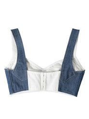 Tops & T-Shirts Elegant Blue Bustier Crop Top 1.130,00 € 8058091936373 | Planet-Deluxe