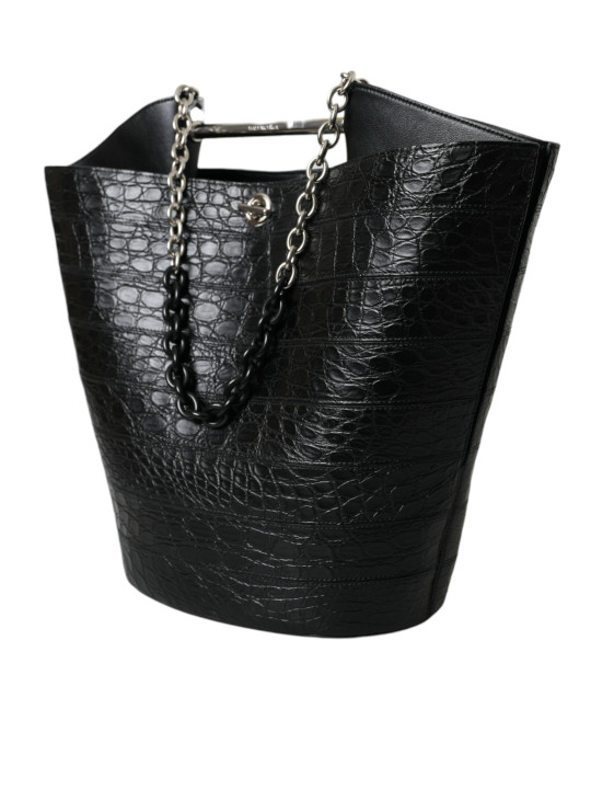 Tote Bags Elegant Black Crocodile Leather Maxi Bucket Bag 6.870,00 € 8050246189702 | Planet-Deluxe