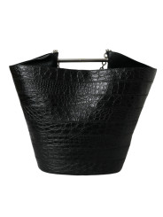 Tote Bags Elegant Black Crocodile Leather Maxi Bucket Bag 6.870,00 € 8050246189702 | Planet-Deluxe