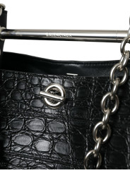 Tote Bags Elegant Black Crocodile Leather Maxi Bucket Bag 6.870,00 € 8050246189702 | Planet-Deluxe