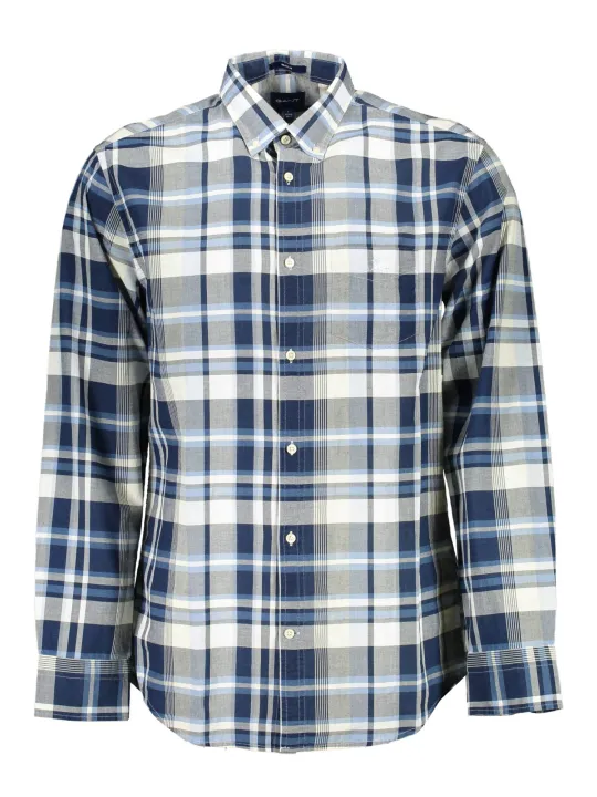 GANT Elegantes Karo-Langarmhemd in Blau-Grau