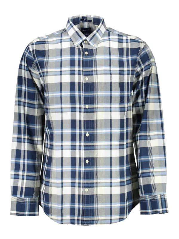GANT Elegantes Karo-Langarmhemd in Blau-Grau