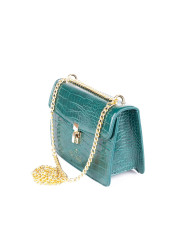 Türkise Krokodilleder-Kettenhandtasche