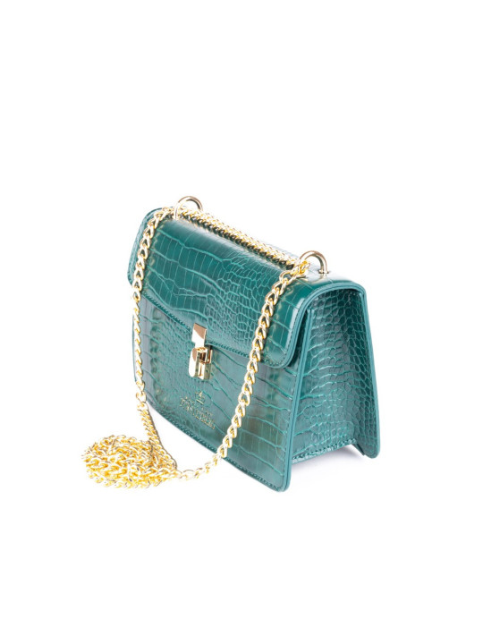 Türkise Krokodilleder-Kettenhandtasche