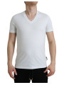 T-Shirts White Cotton V-neck Short Sleeve Underwear T-shirt 560,00 € 8050246189979 | Planet-Deluxe