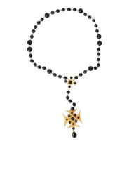 Necklaces Gold Tone Brass Cross Black Beaded Chain Rosary Necklace 1.640,00 € 8057001817016 | Planet-Deluxe