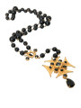 Necklaces Gold Tone Brass Cross Black Beaded Chain Rosary Necklace 1.640,00 € 8057001817016 | Planet-Deluxe