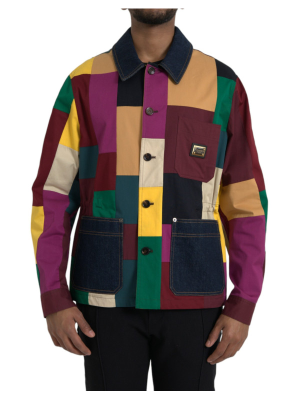 Jackets Multicolor Patchwork Cotton Collared Jacket 5.470,00 € 8057142018044 | Planet-Deluxe