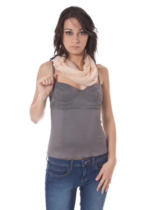 "JOHN GALLIANO Tops im Sale | JOHN GALLIANO Graue Camisole mit Schal online kaufen"|Planet-Deluxe