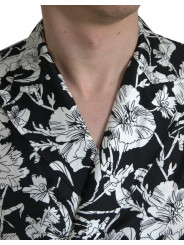 Shirts Black White Floral Button Down Casual Shirt 3.550,00 € 8057155876143 | Planet-Deluxe