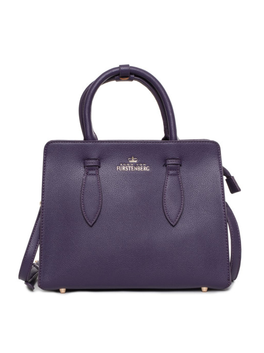Violette Lederhandtasche mit Nieten und Logo
