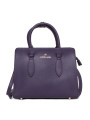 Violette Lederhandtasche mit Nieten und Logo
