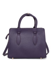 Violette Lederhandtasche mit goldfarbenen Details
