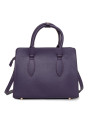 Violette Lederhandtasche mit goldfarbenen Details