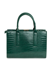 Grüne Handtasche mit Krokodilhautmuster