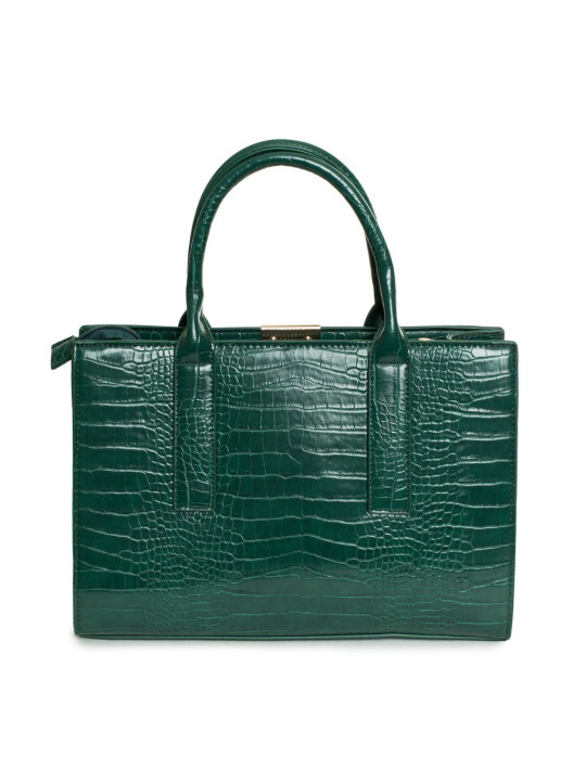 Grüne Handtasche mit Krokodilhautmuster