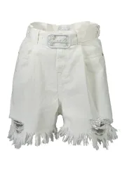 "Gaelle Paris Hosen im Sale | Gaelle Paris Weiße Statement-Shorts mit Fransen und Gürtel online kaufen"|Planet-Deluxe