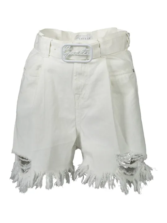 "Gaelle Paris Hosen im Sale | Gaelle Paris Weiße Statement-Shorts mit Fransen und Gürtel online kaufen"|Planet-Deluxe
