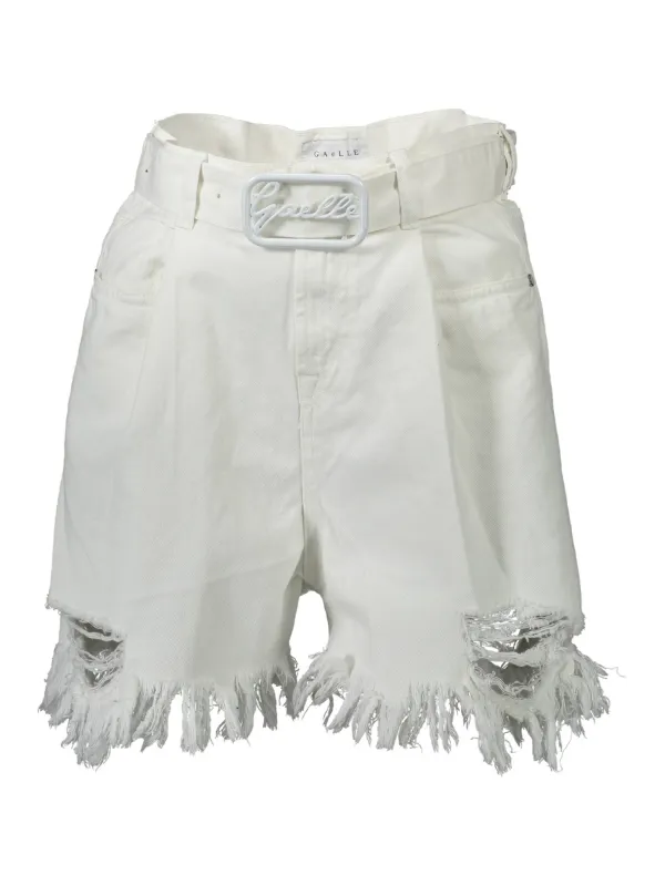 "Gaelle Paris Hosen im Sale | Gaelle Paris Weiße Statement-Shorts mit Fransen und Gürtel online kaufen"|Planet-Deluxe
