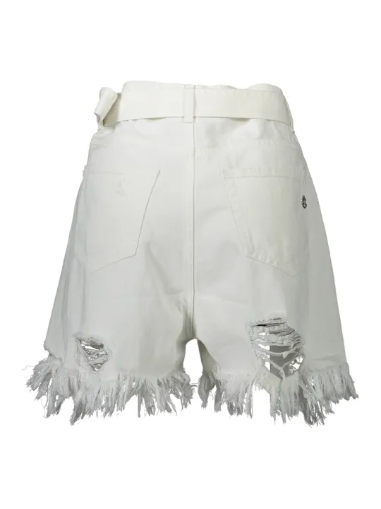 "Gaelle Paris Hosen im Sale | Gaelle Paris Weiße Statement-Shorts mit Fransen und Gürtel online kaufen"|Planet-Deluxe