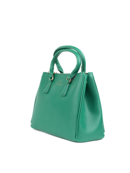 Grünes Lederhandtasche mit goldenem Detail