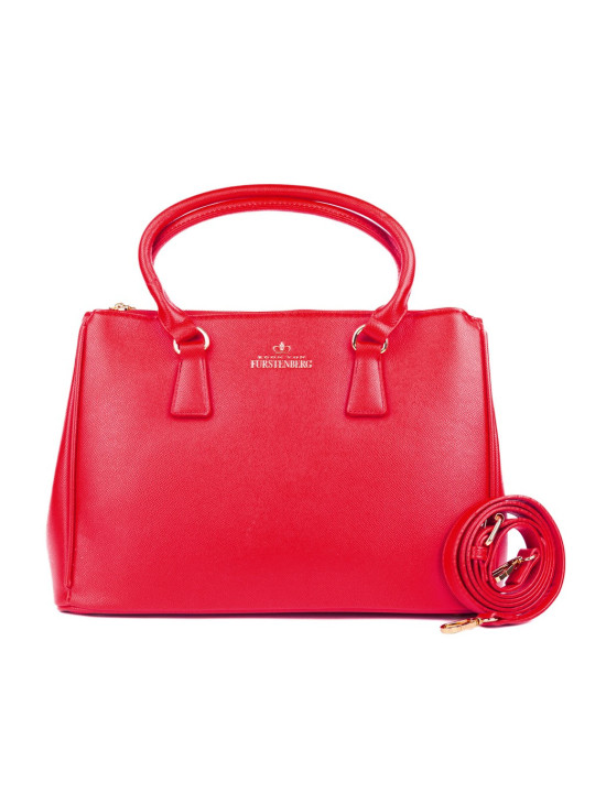 Rote Lederhandtasche mit Schulterriemen