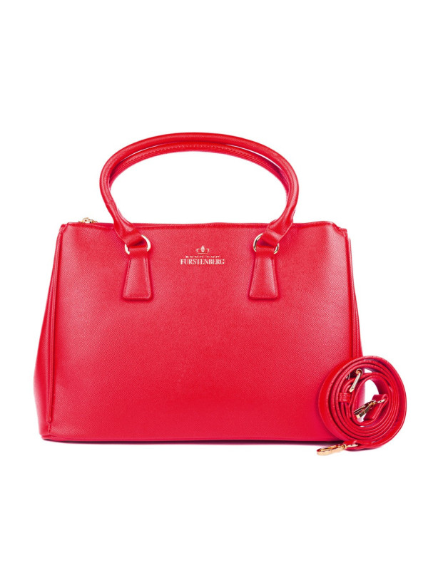 Rote Lederhandtasche mit Schulterriemen Rote Lederhandtasche mit Schulterriemen