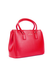 Rote Lederhandtasche mit Reißverschluss