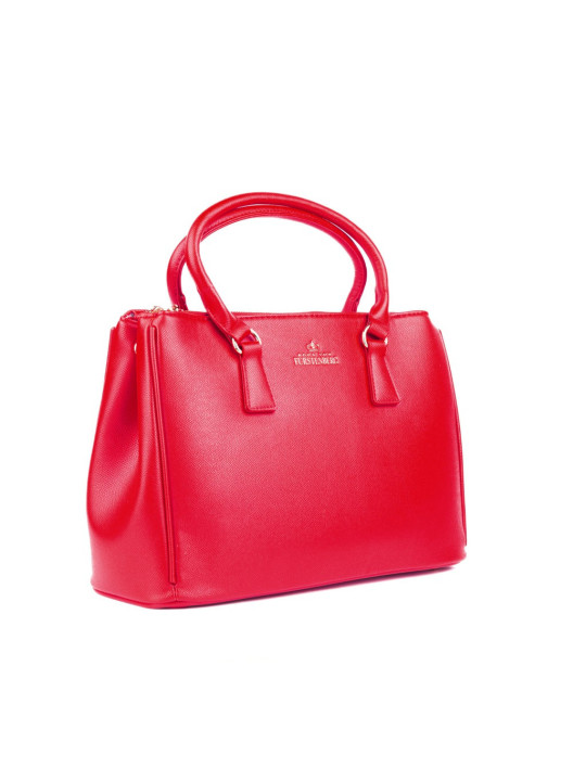 Rote Lederhandtasche mit Reißverschluss